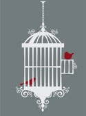 Victorian Bird Cage Style 2 with Birds, Vinyl Wall Art Graphic
