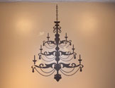 Chandelier Candles and Birds, Wall Art Graphic
