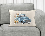 Fall Blue Truck with Pumpkins Pillow Cover