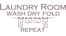 Laundry Room Wash Dry Fold Repeat, Vinyl Wall Decal