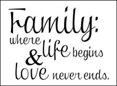 Family Where Life Begins Option 2, Family Wall Art Decal