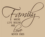 Family Where Life Begins Option 1, Family Wall Art Decal