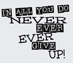 Never Ever Give Up, Inspirational Wall Art Decal