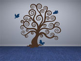 Swirl Tree with Birds, Vinyl Wall Decor